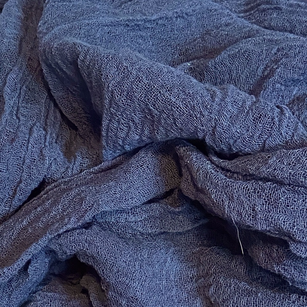Muslin cloth (cheese cloth) table runners 8 navy and 5 wine in various lengths.